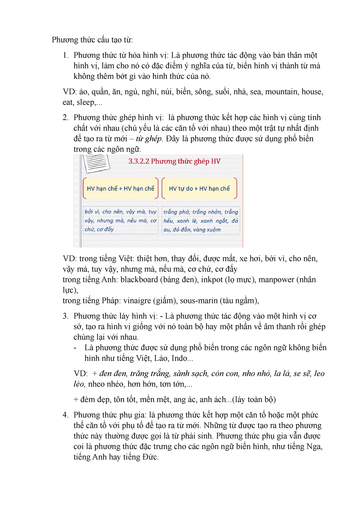 Tổng hợp các phương thức cấu tạo từ trong tiếng Việt đầy đủ và chi tiết