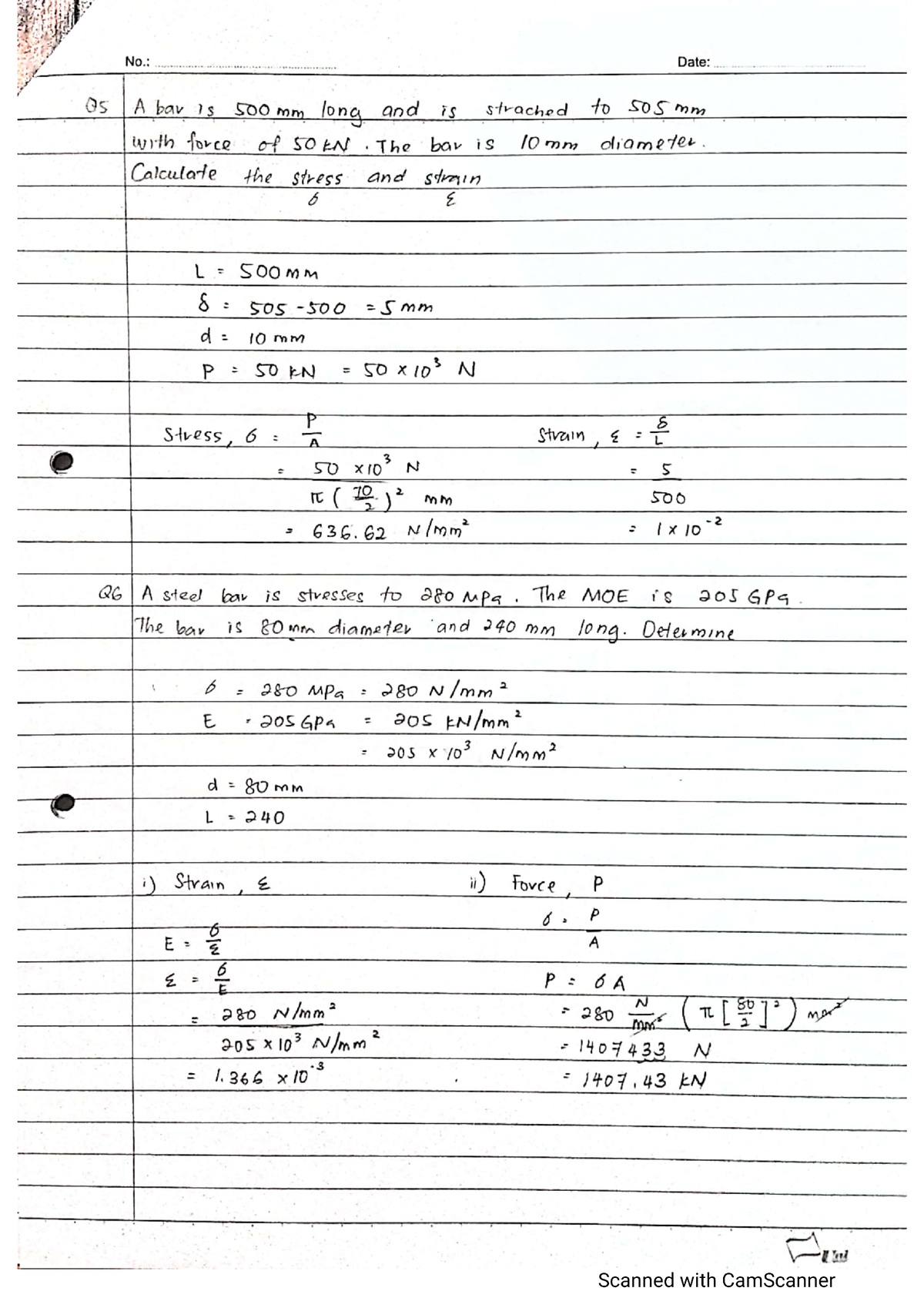 Calculate The Stress And Strain - Solid Mechanics - Studocu