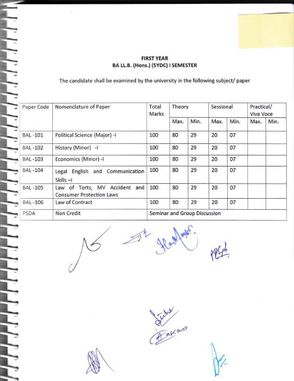 Scheme & Syllabus Of B.A LL.B. (HONS) I Sem (2021-26) - FIRST YEAR BA ...