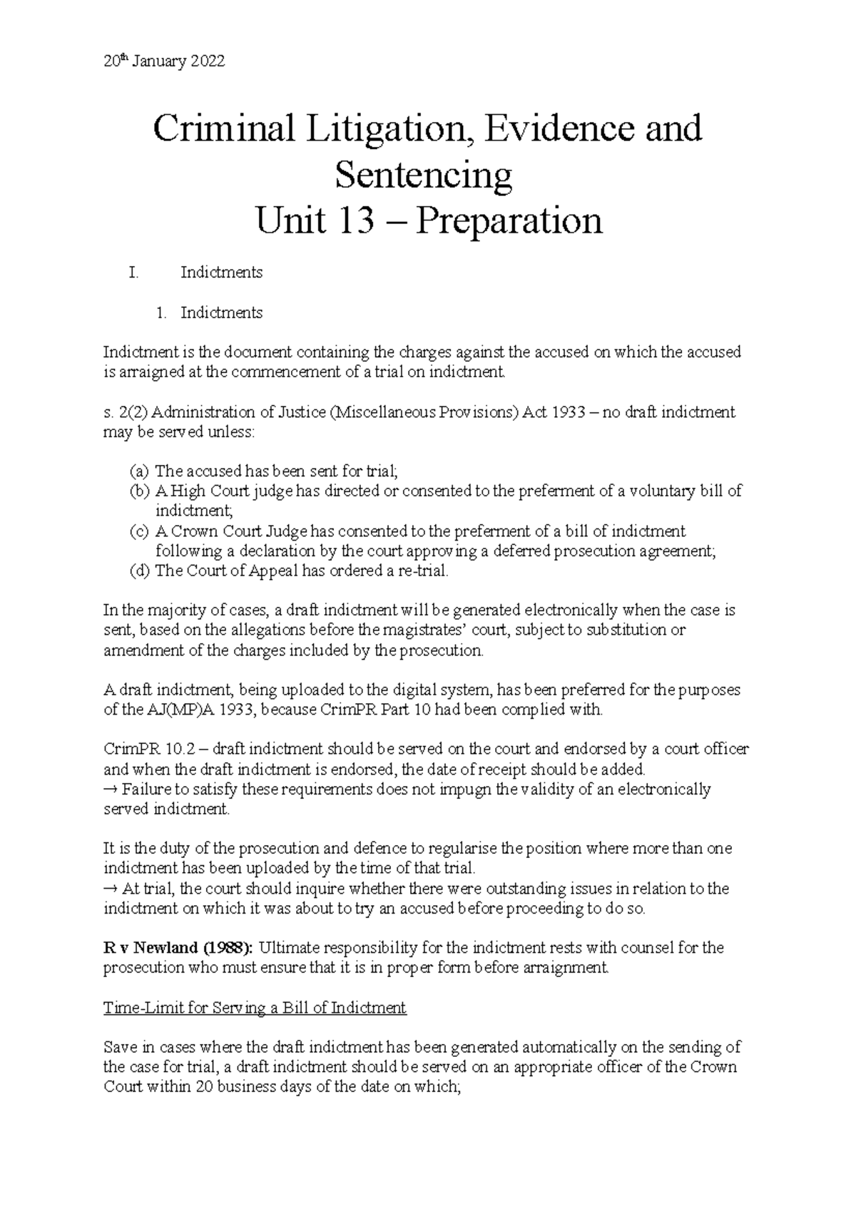 Criminal Litigation, Evidence And Sentencing - Unit 13 - Preparation ...