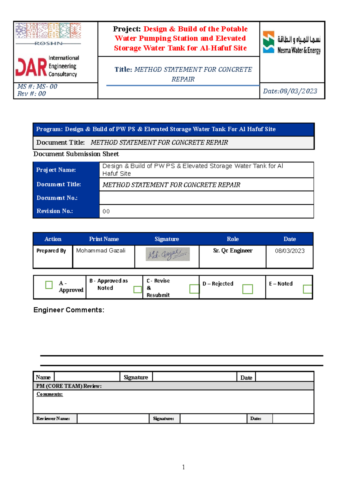 Method statement for Concrete Repair-R00 - Water Pumping Station and ...