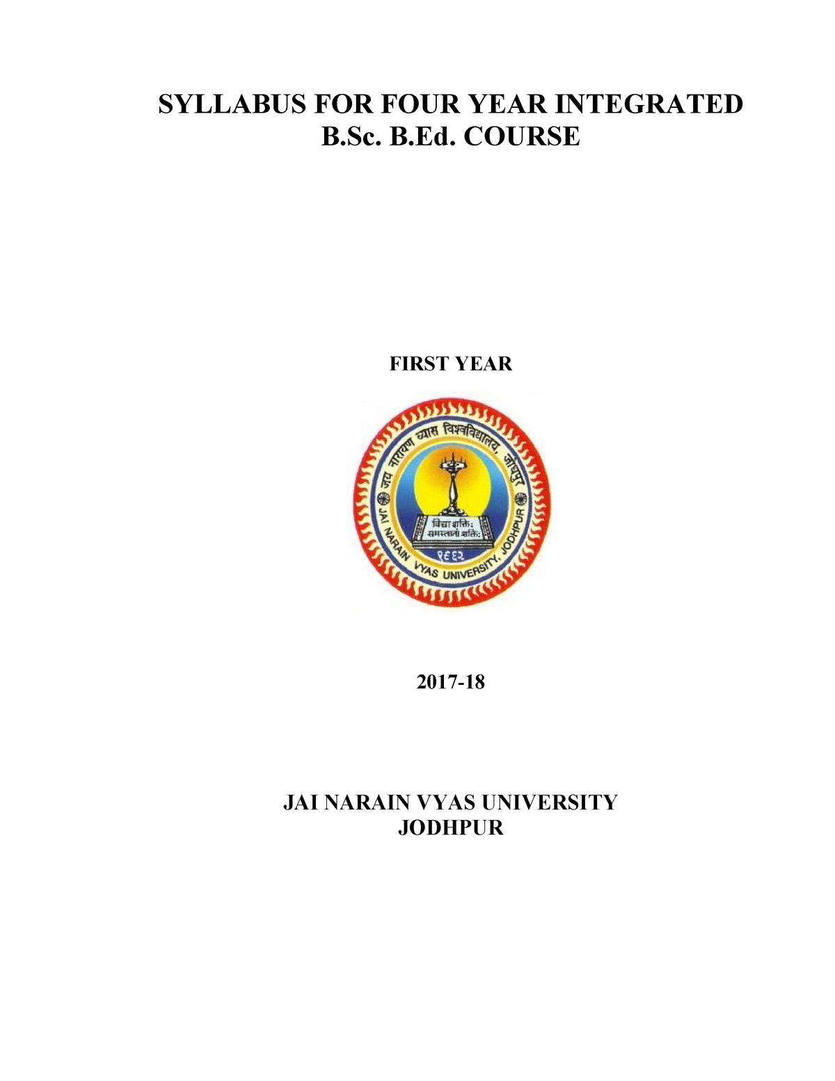 1st Year - SYLLABUS FOR FOUR YEAR INTEGRATED B. B. COURSE FIRST YEAR ...