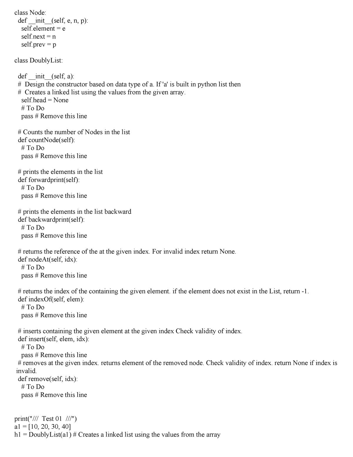 CSE220 Lab 04 - Doubly Linked List (Fall 2022) - Class Node: Def Init ...