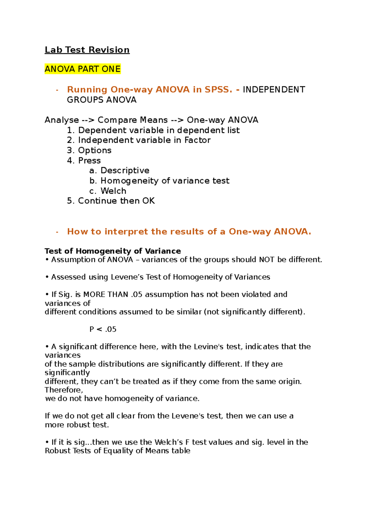 Lab Test 2 Revision - developmental psychology - Lab Test Revision ...