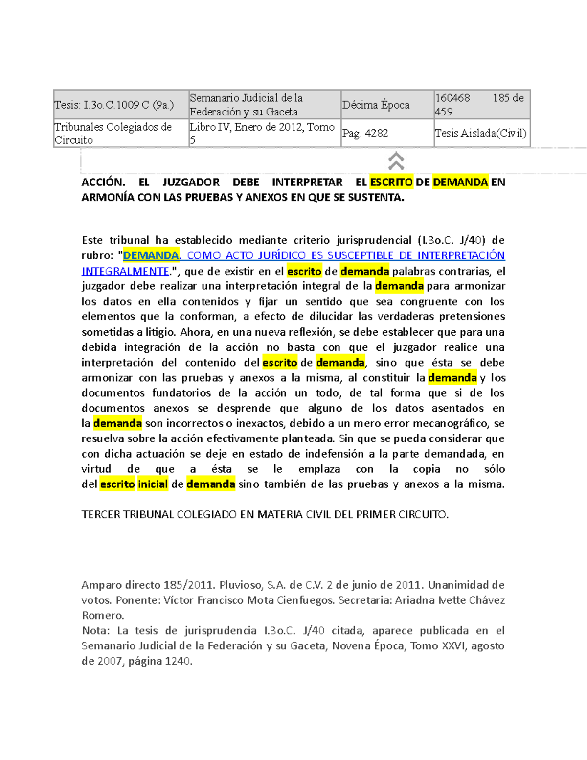 Jurisprudencia De Ley - Tesis: I.3o.C C (9a.) Semanario Judicial De La ...