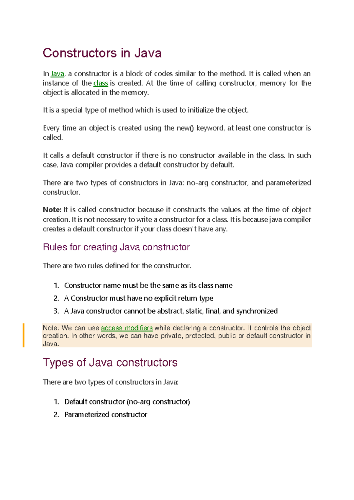 Constructors in Java - It is called when an instance of the class is ...