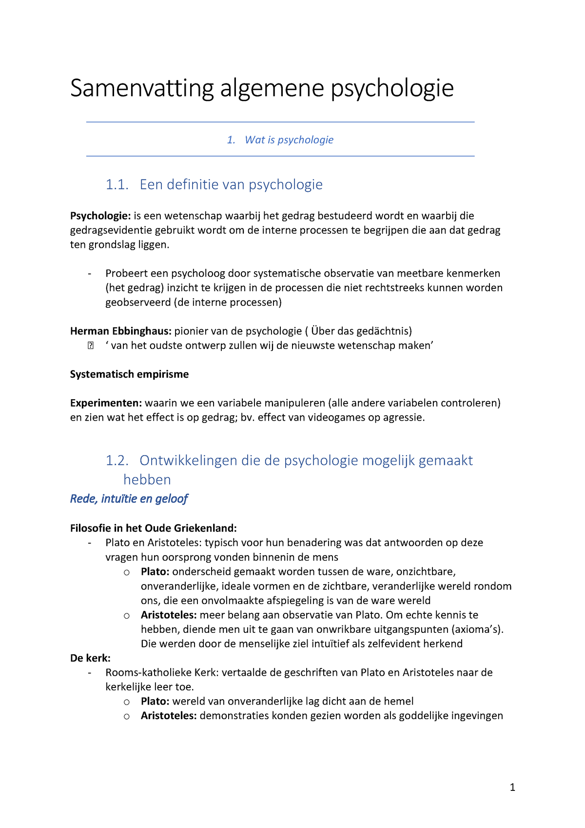 Deel 1 Psycho - Deel 1 - Samenvatting Algemene Psychologie Wat Is ...