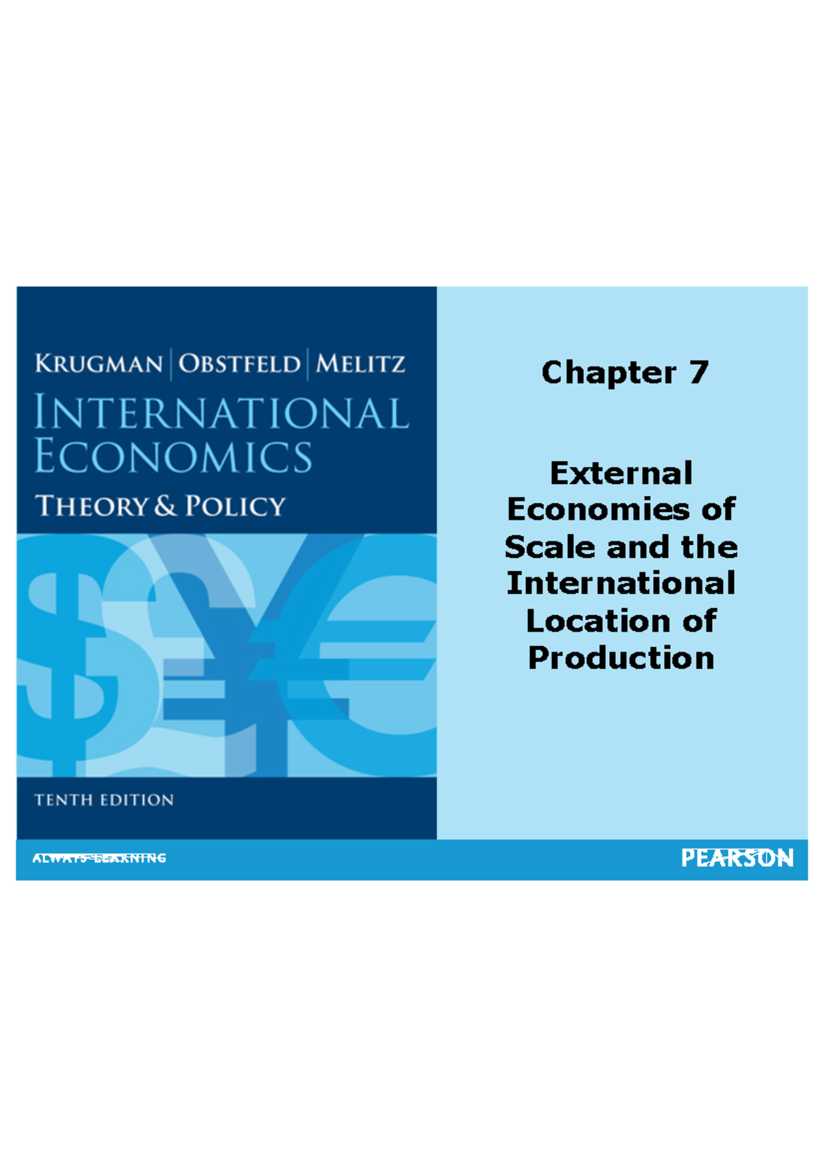 Chapter 7 - Lecture notes 7 - Chapter 7 External Economies of Scale and ...