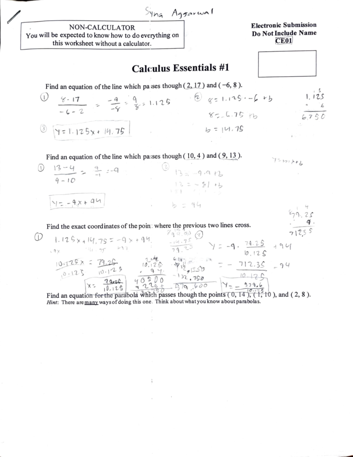 Calc Essentials 1 - Worksheet of answers to problems ...