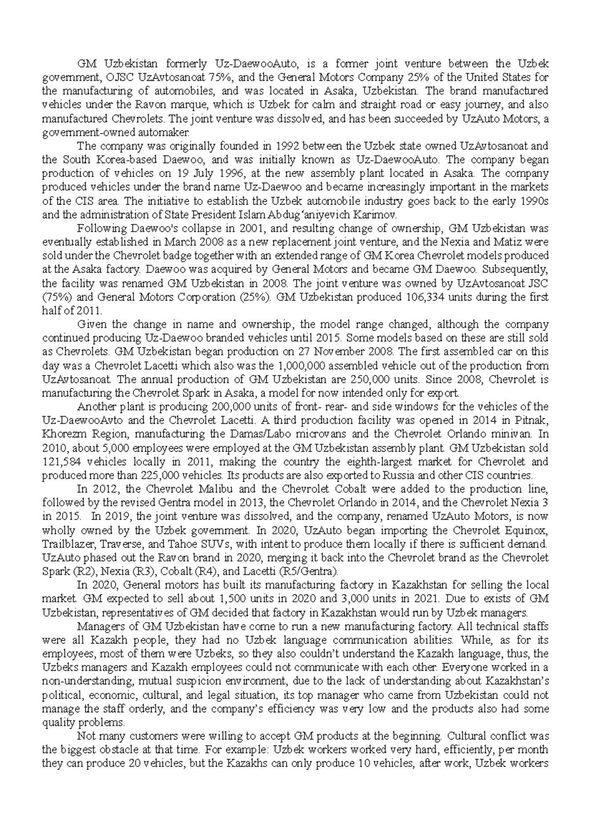 Case of GM Uzbekistan formerly Uz, Case of GM Uzbekistan formerly Uz ...