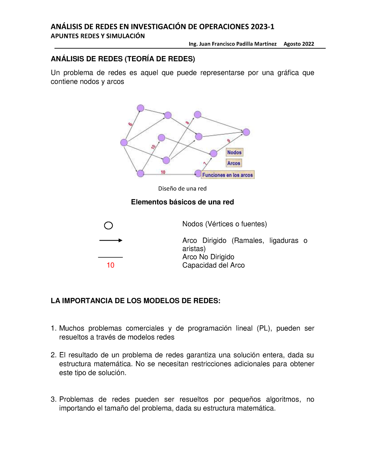 Principales Conceptos DE Análisis DE Redes Agosto 2023 - APUNTES REDES Y  SIMULACI”N Ing. Juan - Studocu