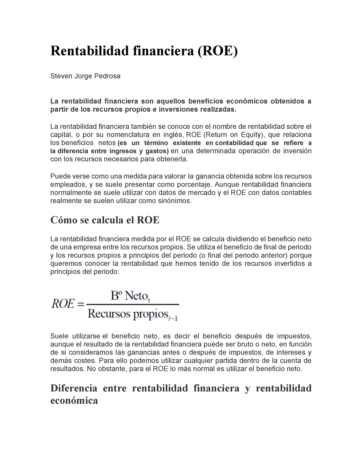 Rentabilidad Financiera - La Rentabilidad Financiera También Se Conoce ...