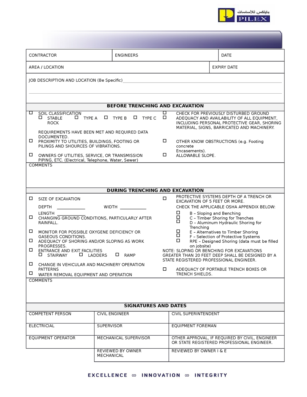 23 PTW Excavation - permit to work system for operators - Excavation