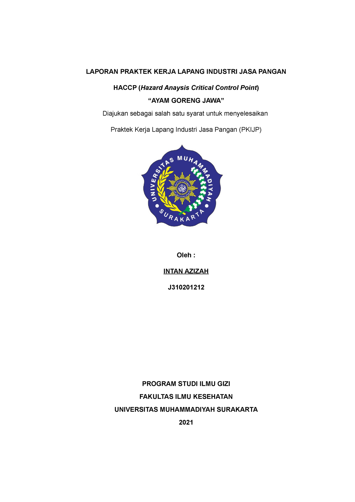 Haccp Laporan Praktek Kerja Lapang Industri JASA Pangan - LAPORAN ...