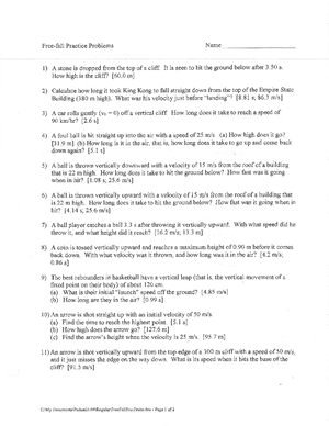 PRACTICE WORKSHEET ON MECHANICS - Feb 18 HL WS [19 marks] The ...