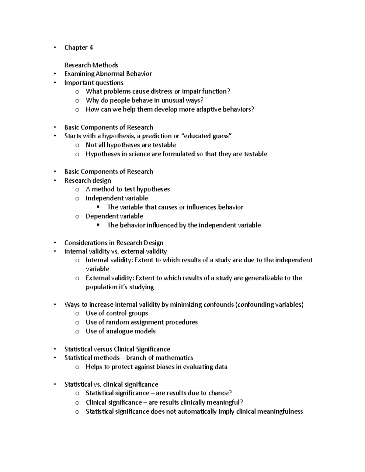 Abnormal Chapter 4 - Lecture Notes 4 - Chapter 4 Research Methods ...