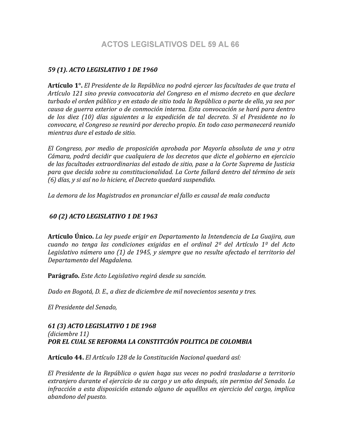 Actos Legislativos - FEFEFEFEFEFEFEFE - ACTOS LEGISLATIVOS DEL 59 AL 66 ...