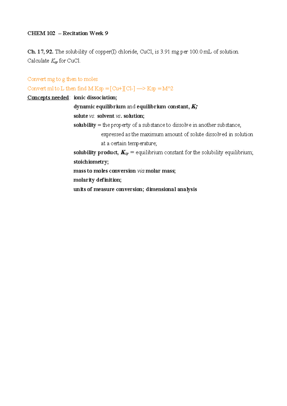 Chem 102 Recitation Week 9 Chem 102 Recitation Week 9 Ch 17 92