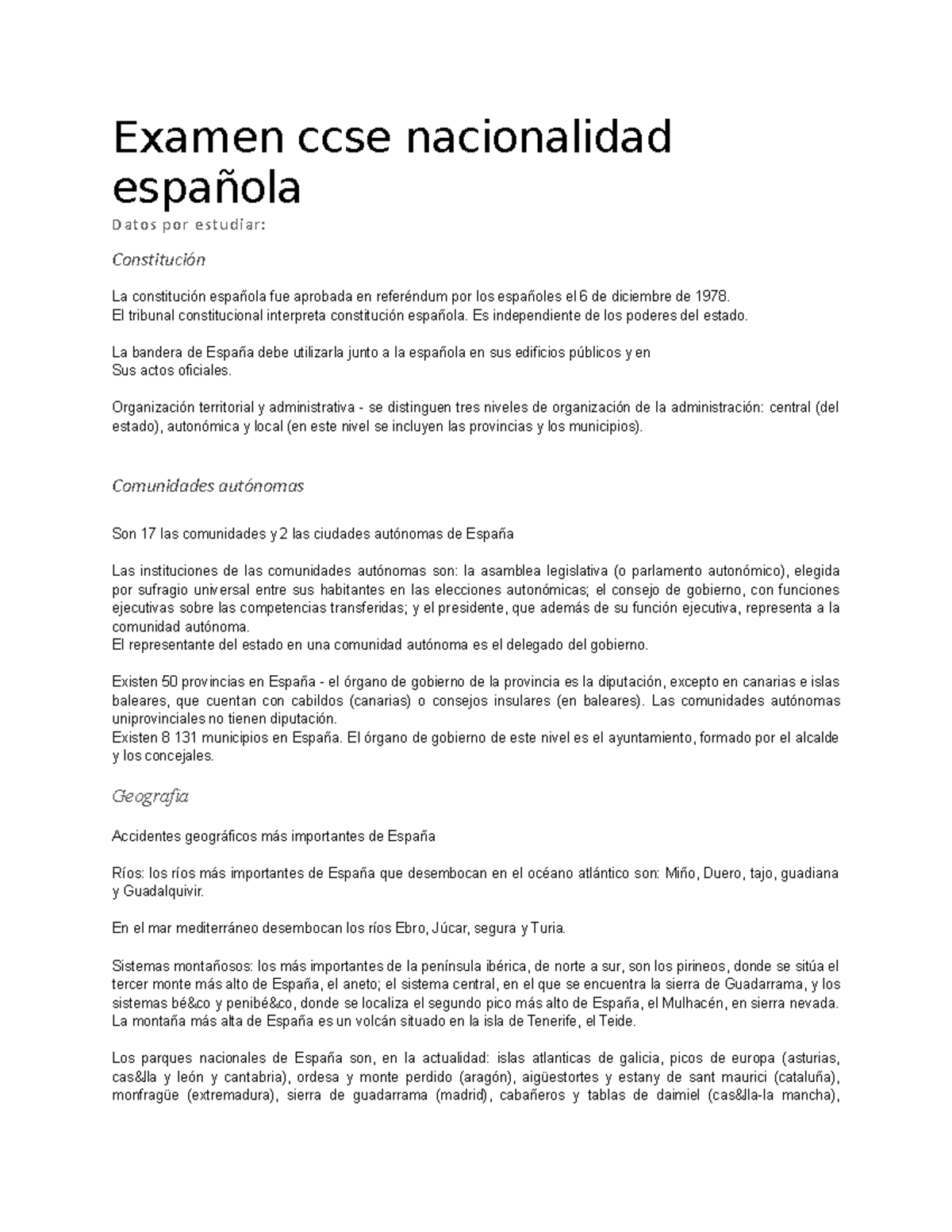 Examen Ccse Nacionalidad Española - Examen Ccse Nacionalidad Española ...