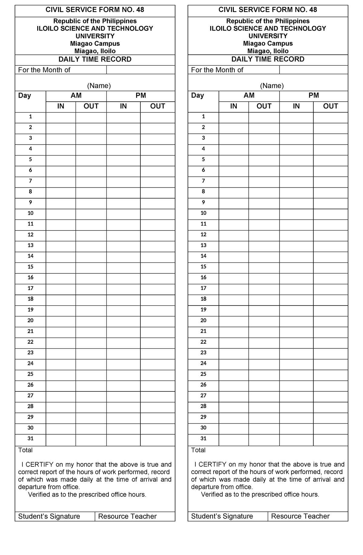 Civil Service FORM - guide - CIVIL SERVICE FORM NO. 48 Republic of the ...