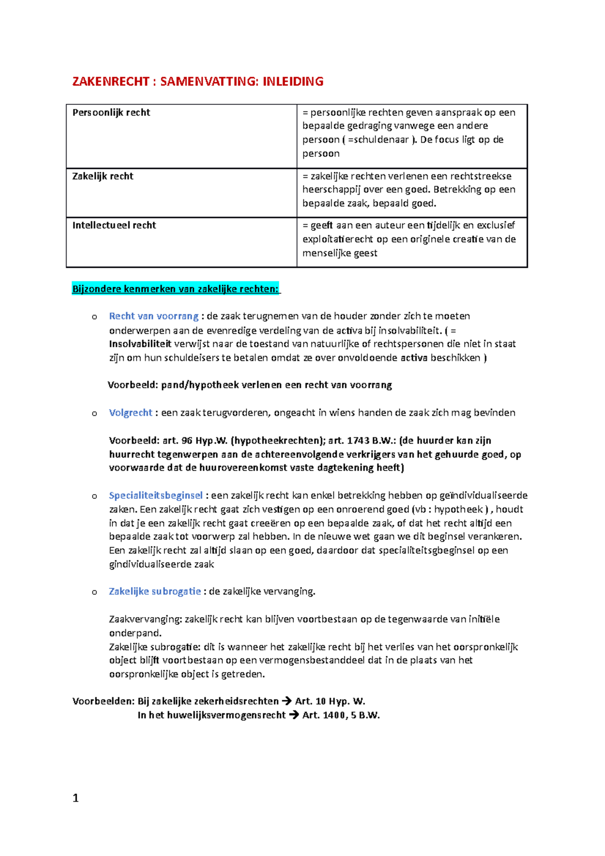 Complete SV Zakenrecht Eerste Test - ZAKENRECHT : SAMENVATTING ...