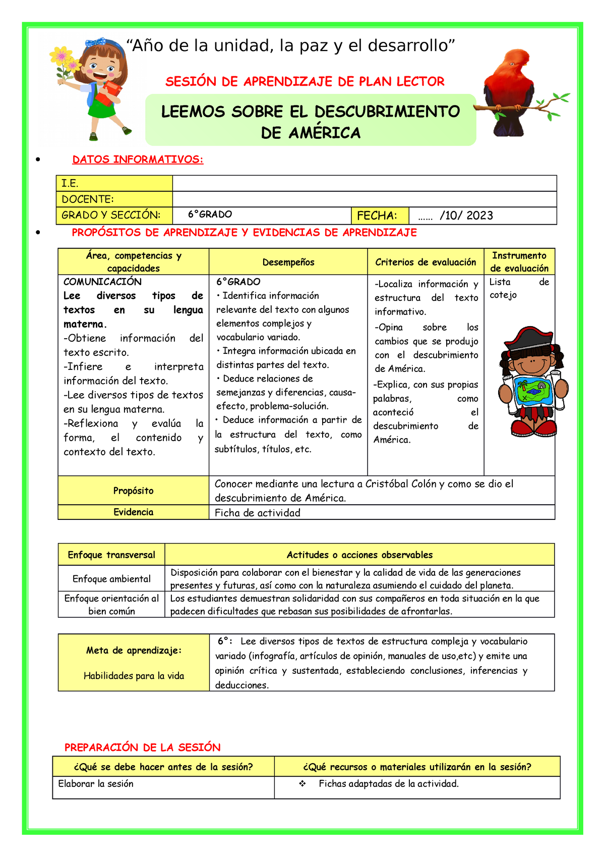 SES-JUEV-PL- Leemos Sobre EL Descubrimiento DE América- Jezabel Camargo ...