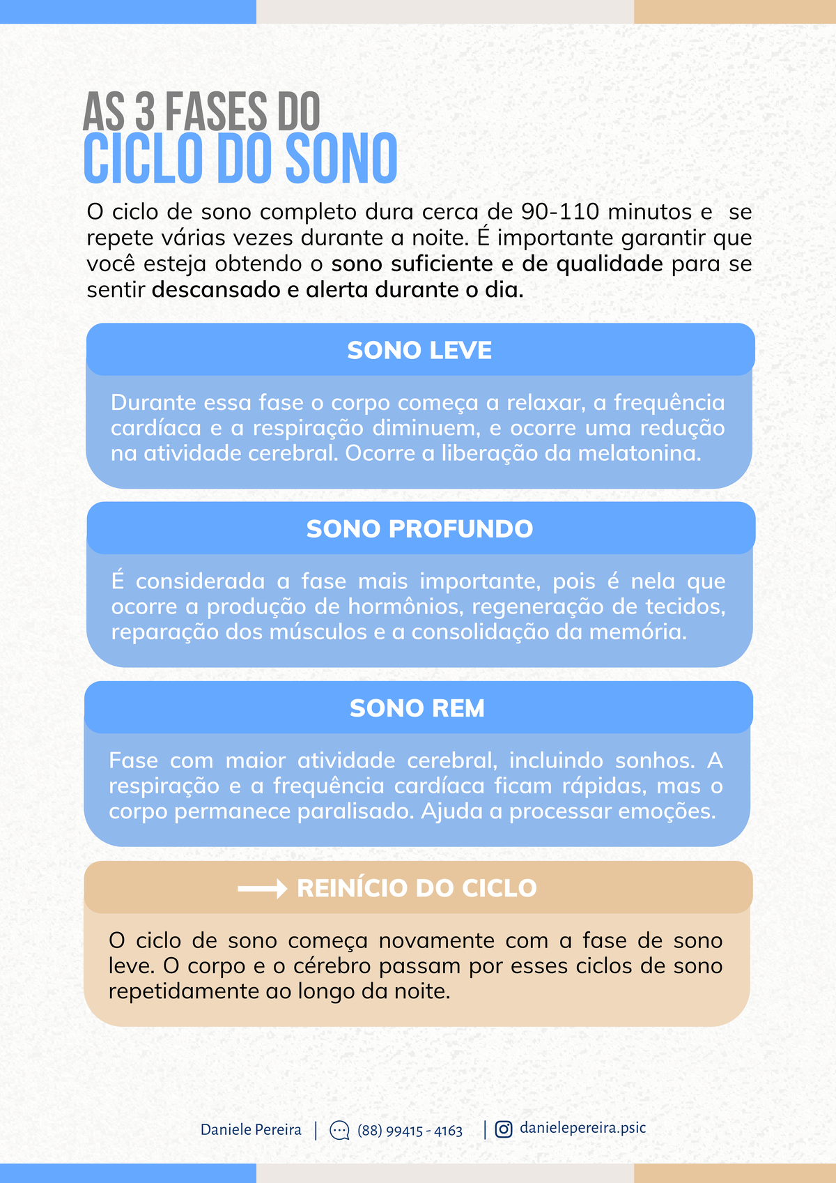 01 - O ciclo do sono - REINÍCIO DO CICLO as 3 fases do ciclo do sono O ...