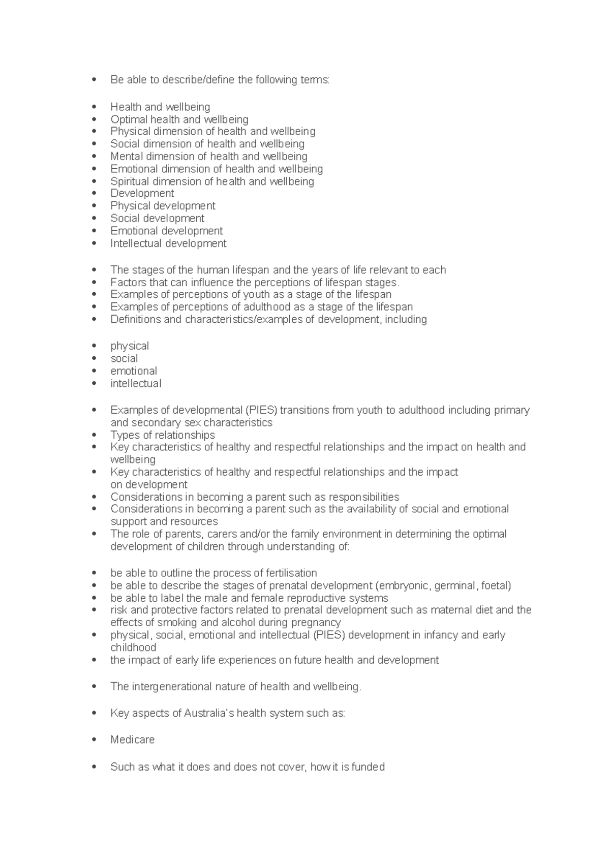 Be able to describe health & wellbeing - Be able to describe/define the ...