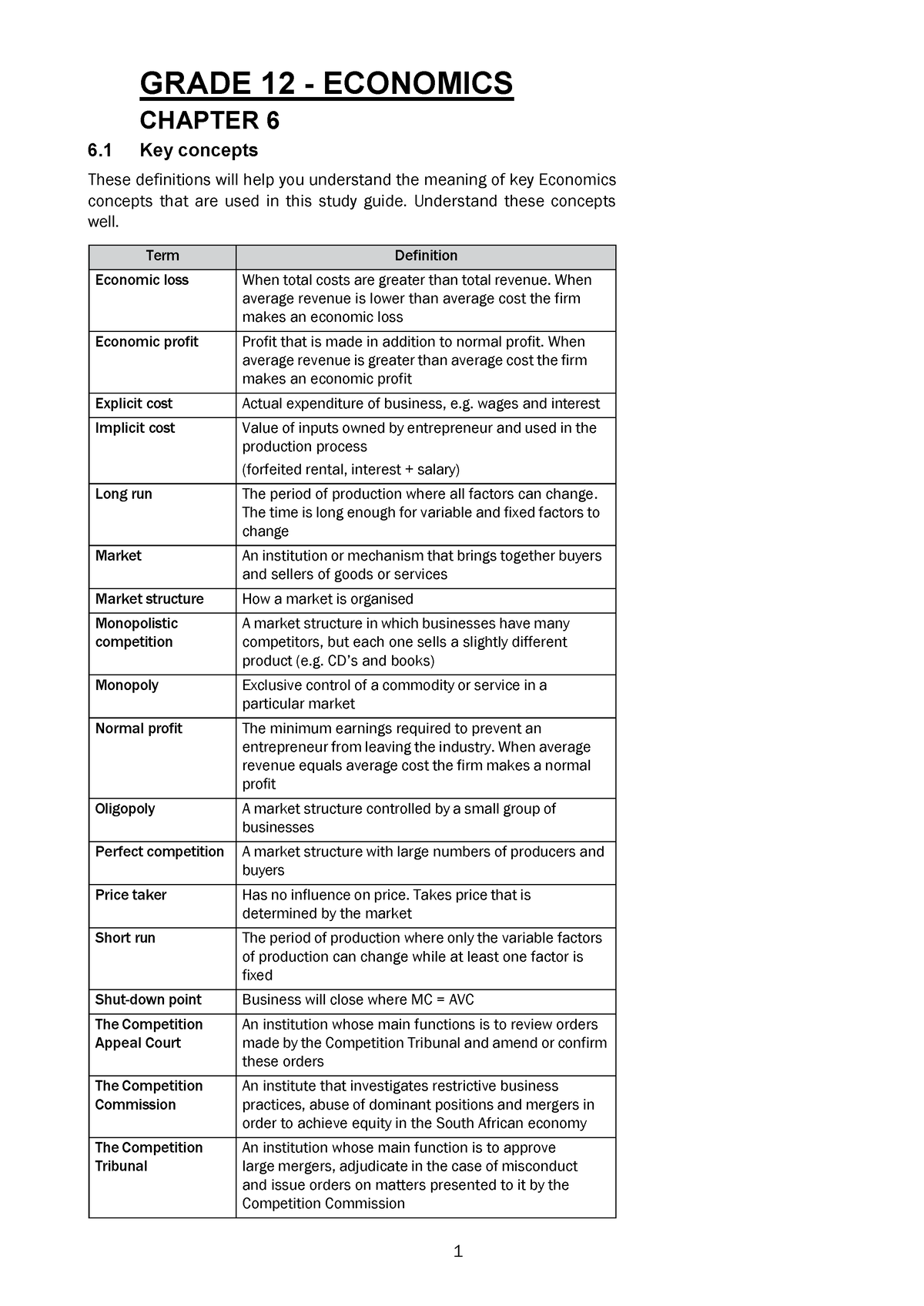 economics grade 12 tourism notes