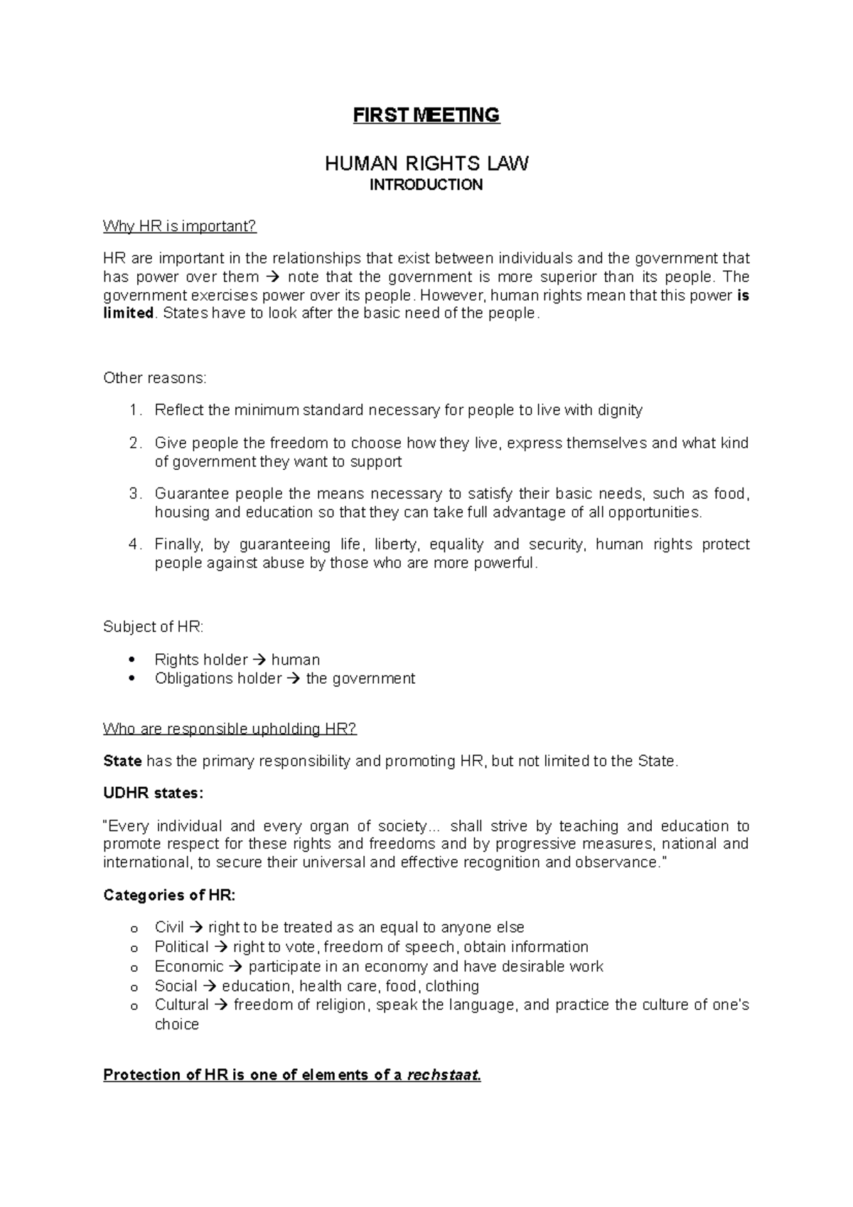 First Meeting Of Human Rights FIRST MEETING HUMAN RIGHTS LAW 