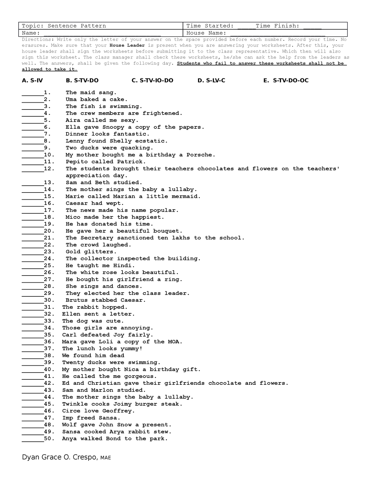 quiz-sentence-pattern-topic-sentence-pattern-time-started-time