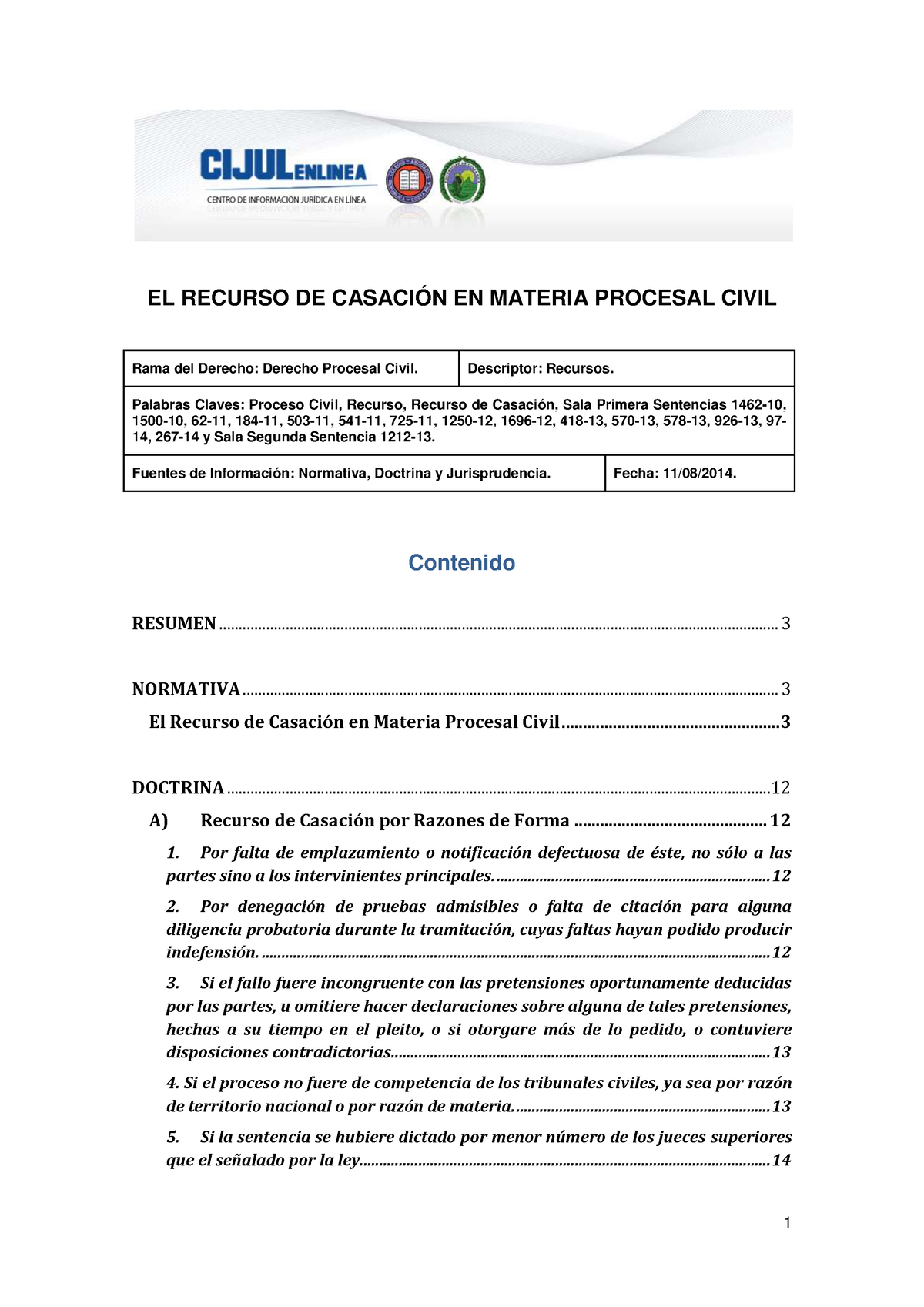 El Recurso De Casacion En Materia Procesal Civil - EL RECURSO DE ...