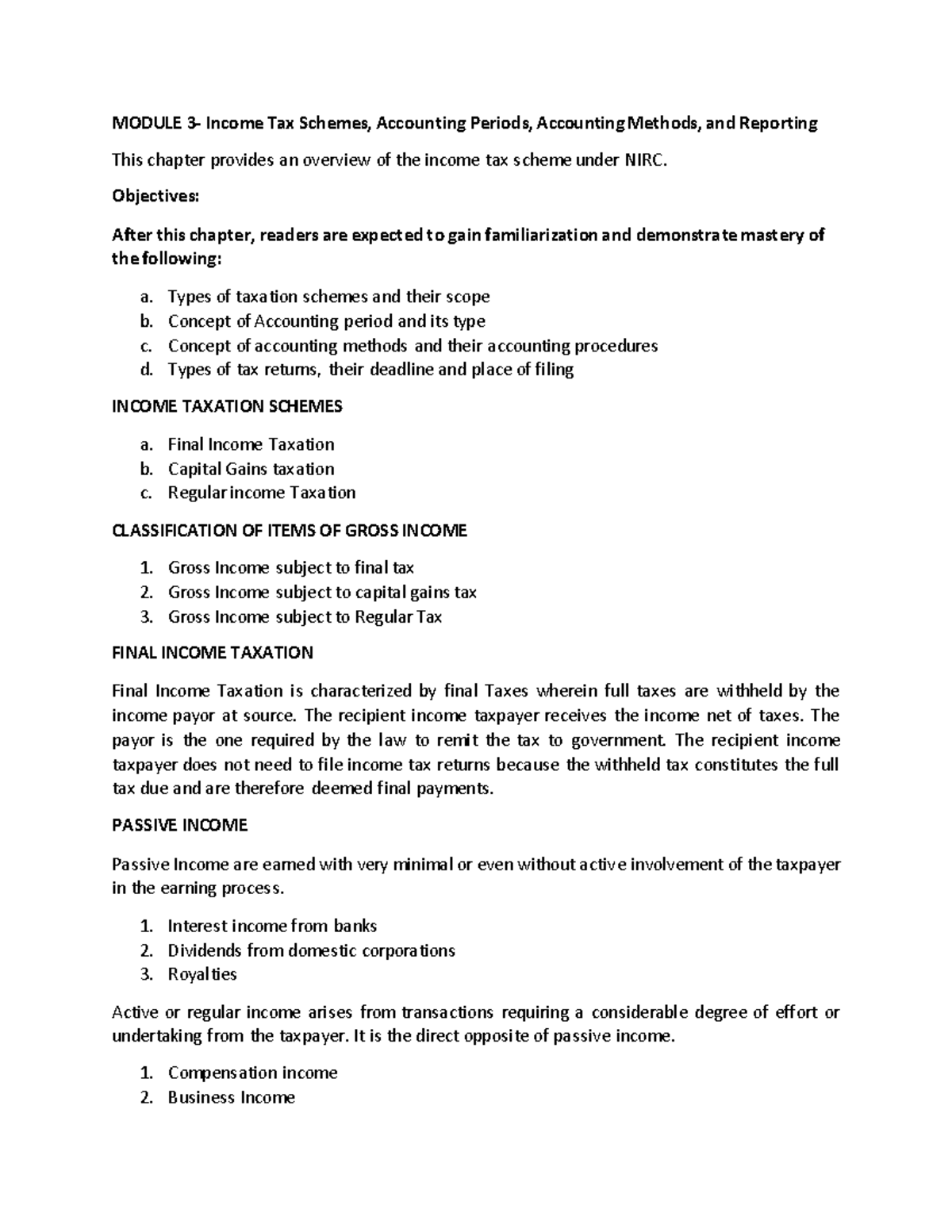 Module 3 Income Tax Schemes Accounting Periods Methods And Reporting 