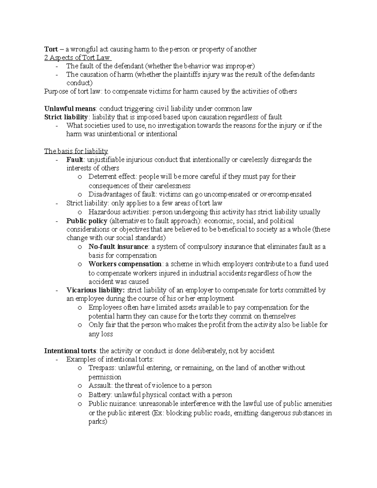 first-midterm-law-review-tort-a-wrongful-act-causing-harm-to-the