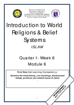 Introduction to World Religions and Belief Systems - Basic Education ...