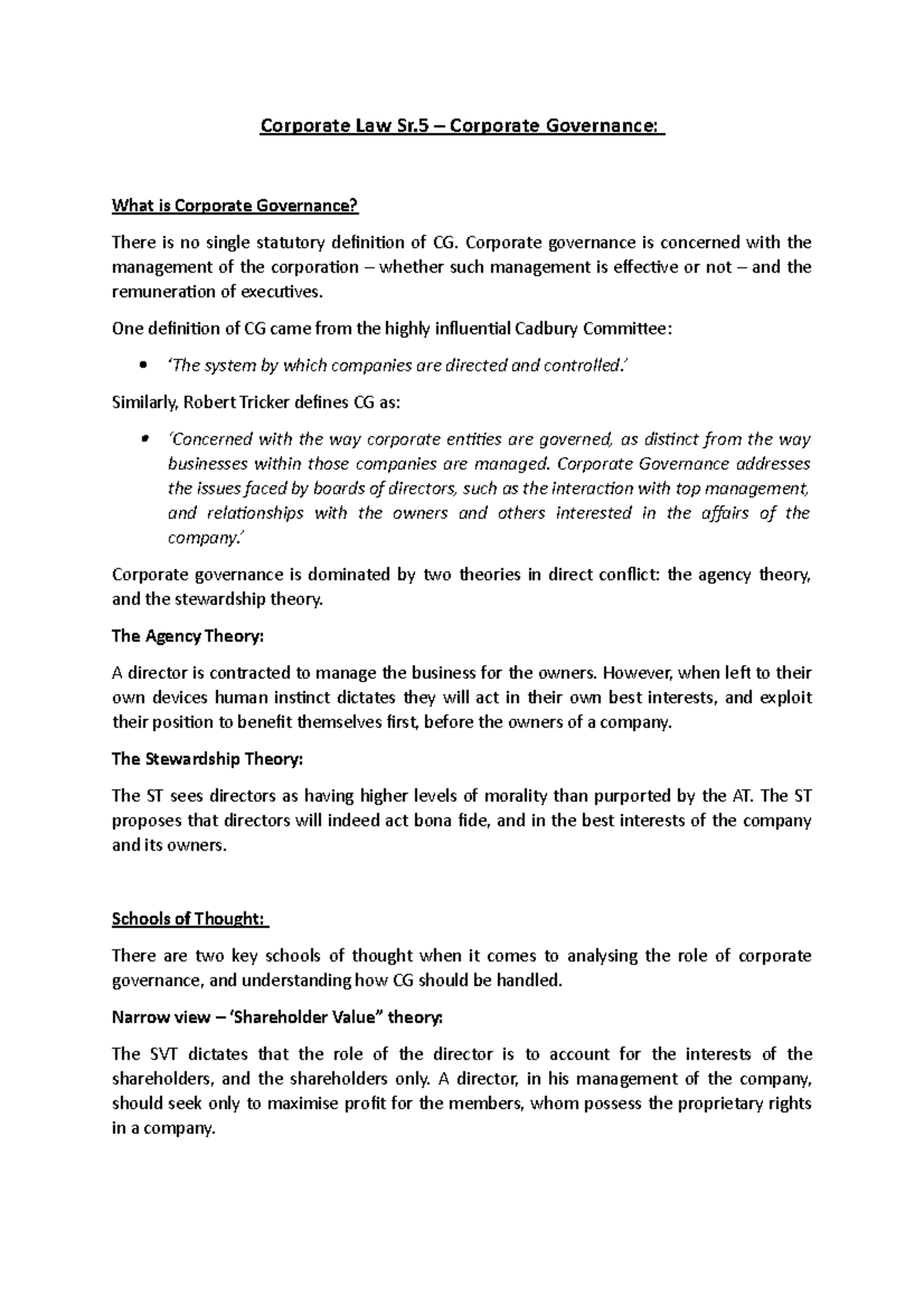 Corporate Law Sr Lecture Notes 5 Corporate Law Sr Corporate