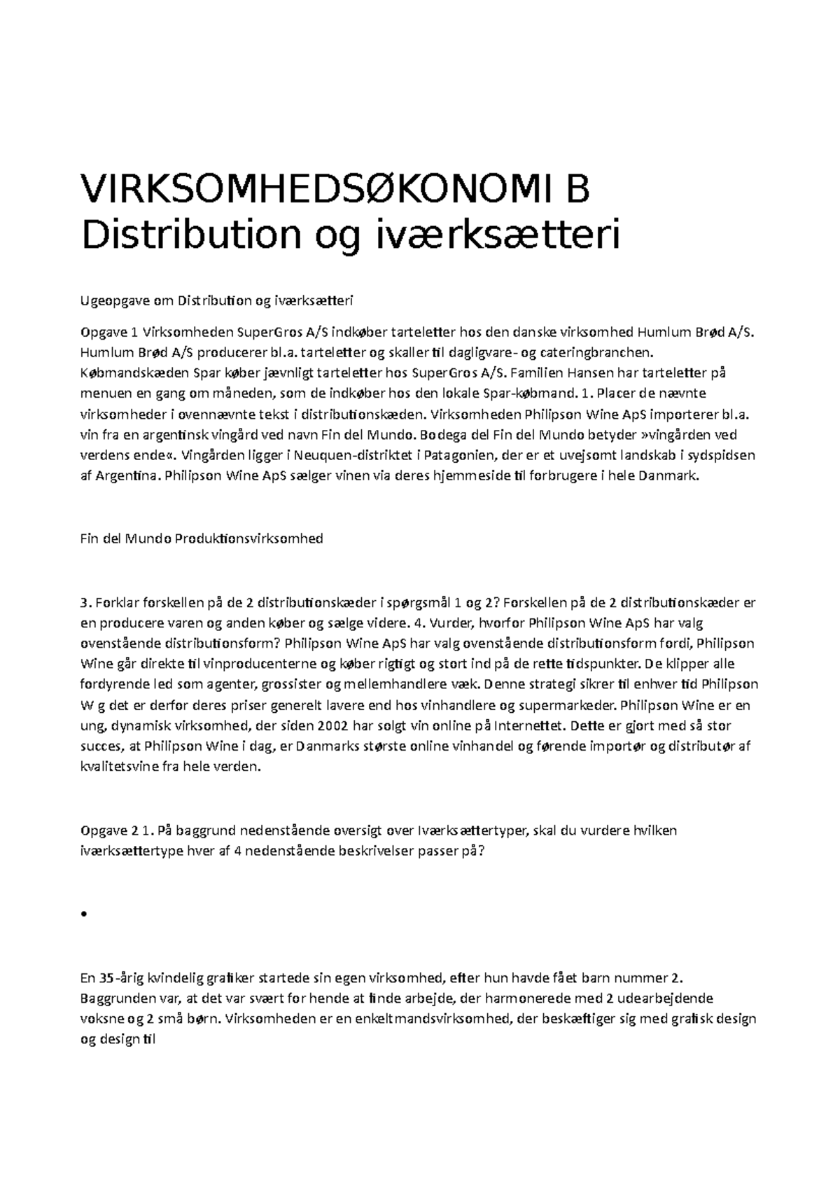 Virksomhedsøkonomi B Distribution Og Iværksætteri - VIRKSOMHEDSØKONOMI ...