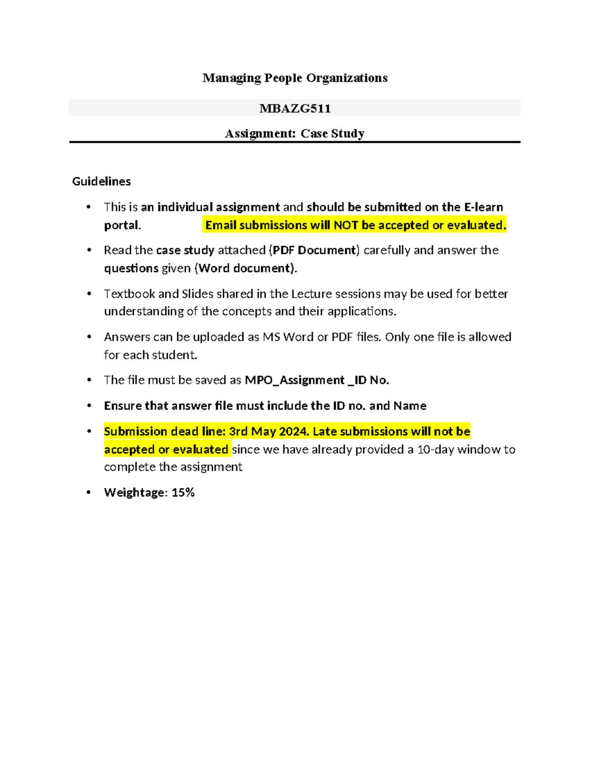 MPO Case Study Analysis Questions Managing People Organizations MBAZG