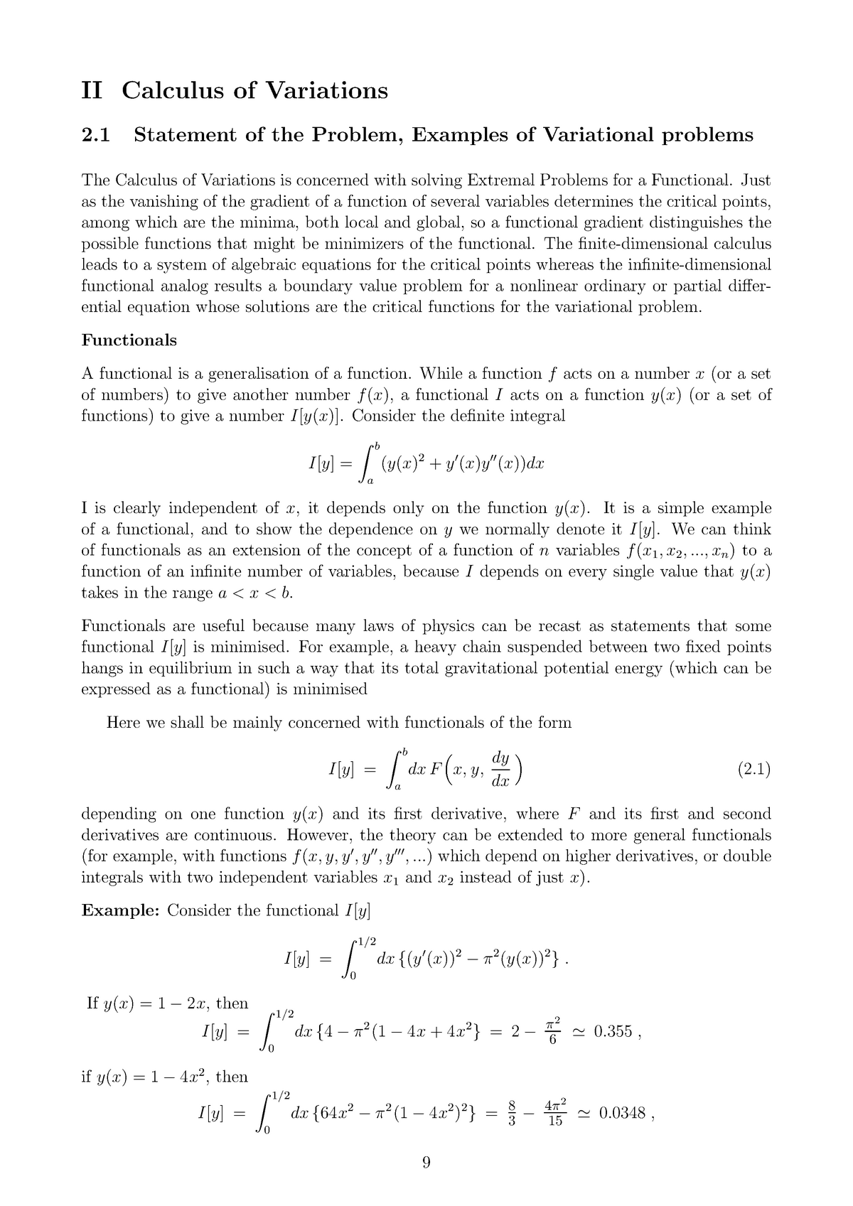 II - Calculus Of Variations - II Calculus Of Variations 2 Statement Of ...