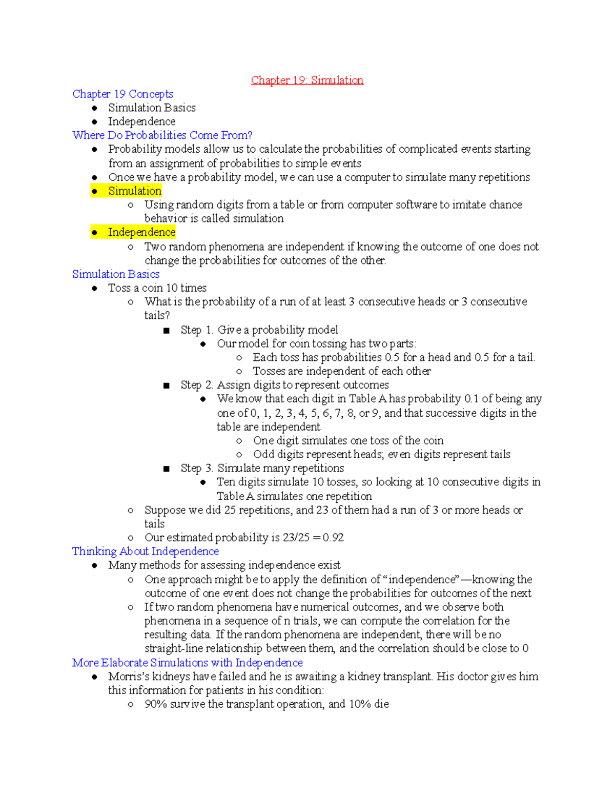 Chapter 19 Simulation - Stewart Hamilton - Chapter 19: Simulation ...
