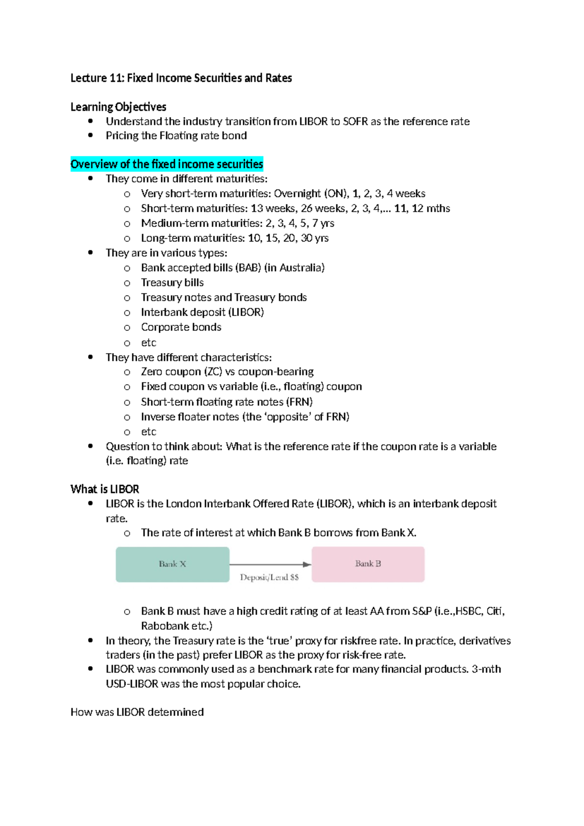 Lecture 11- Fixed Income Securities and Rates - Lecture 1 1 : Fixed ...