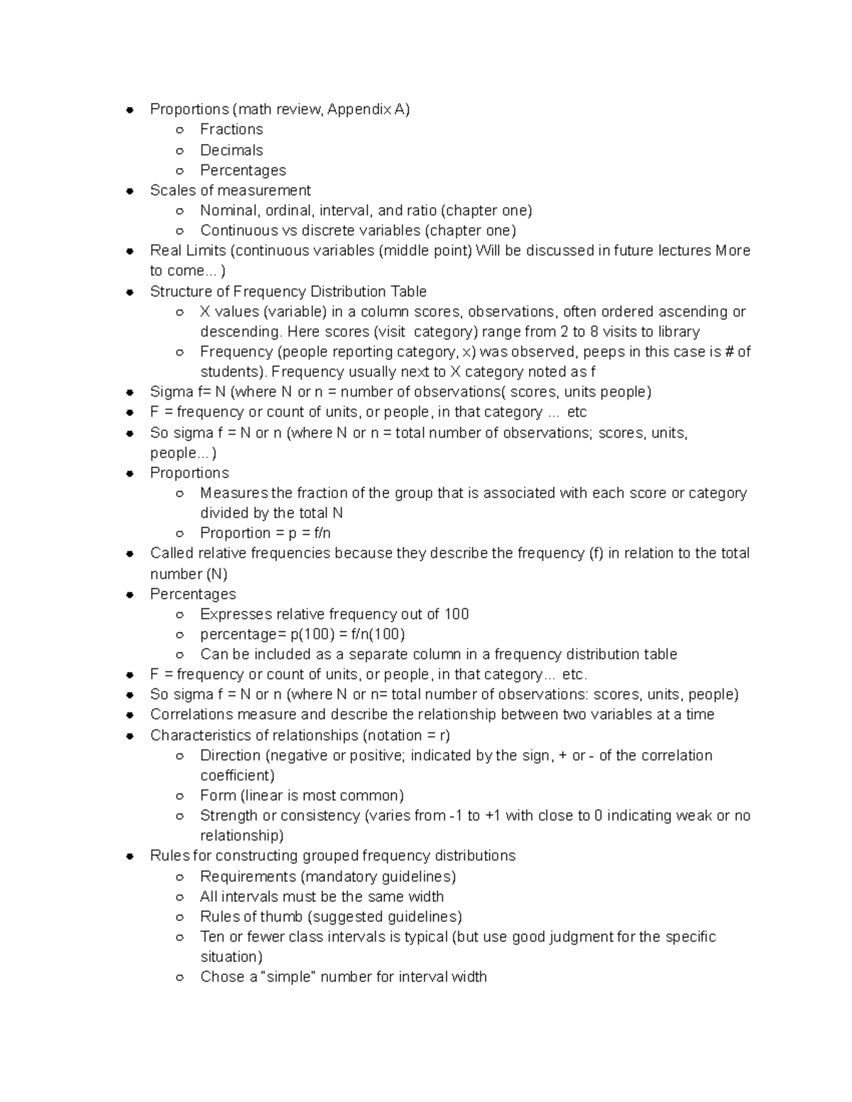 PSY 200 Chapter 2 Notes - Proportions (math review, Appendix A ...