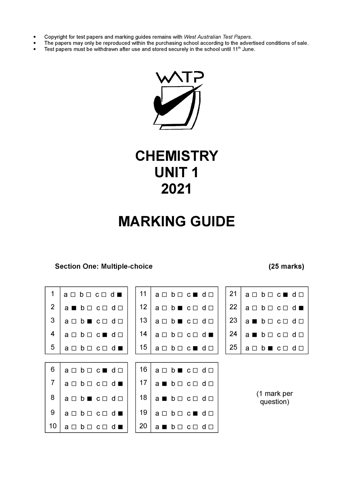 2021 chemistry essay marking scheme