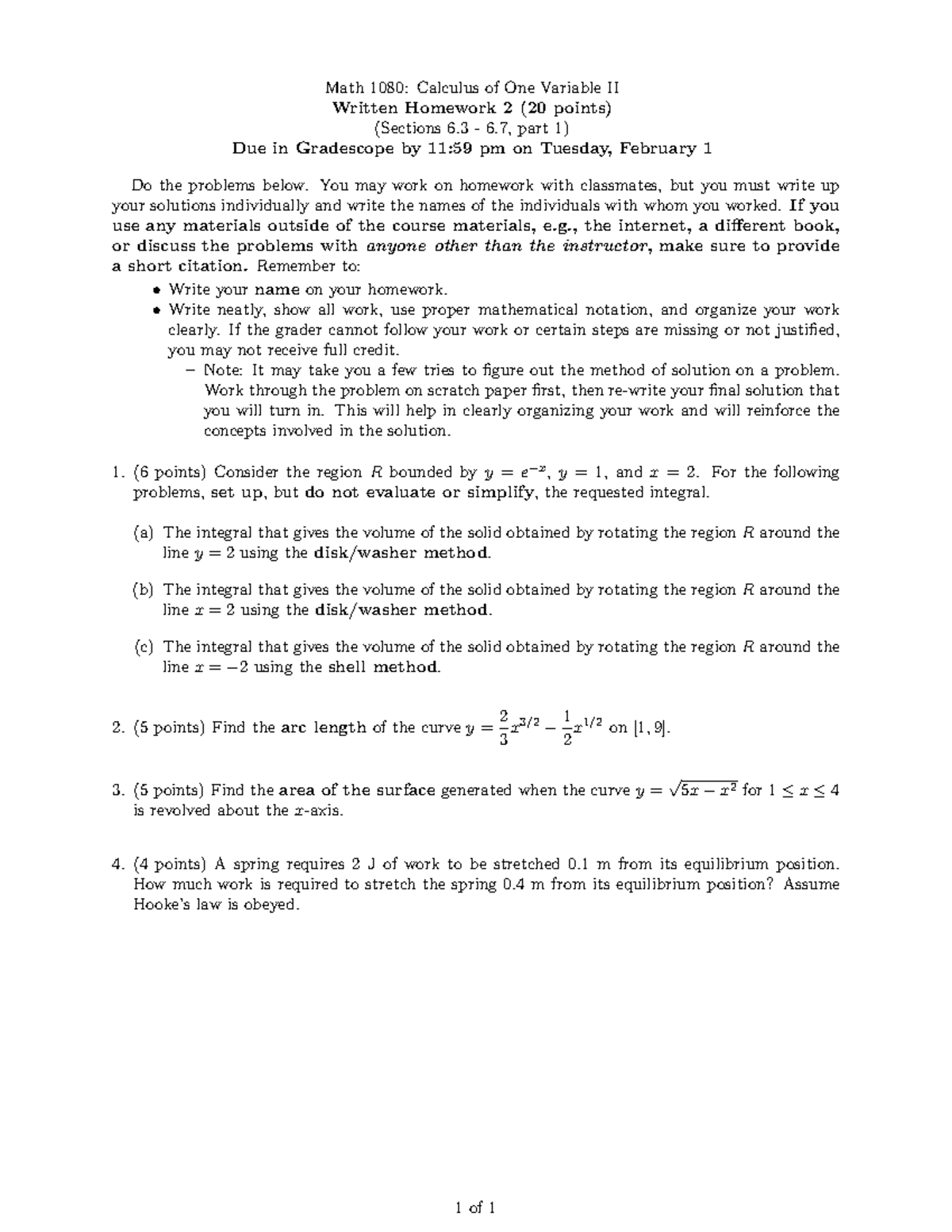 HW2 6p3 6p7 part1 S22 - stuff - Math 1080: Calculus of One Variable II ...