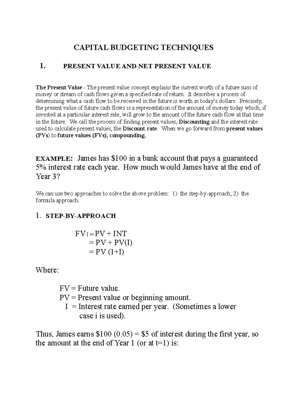 Econ 321 Capital Budgeting Techniques and Exercises - CAPITAL BUDGETING ...