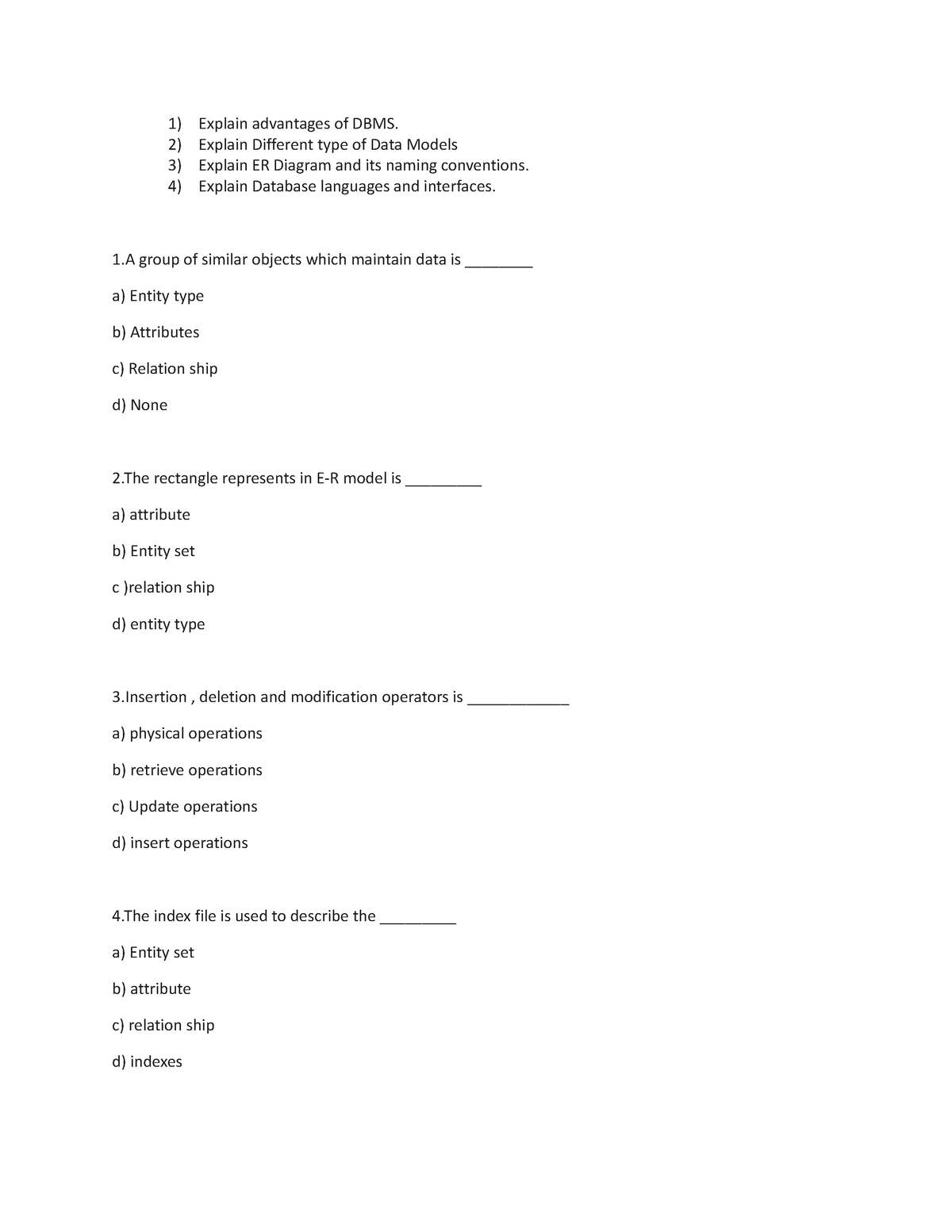 Civil - Explain Advantages Of Dbms. Explain Different Type Of Data 