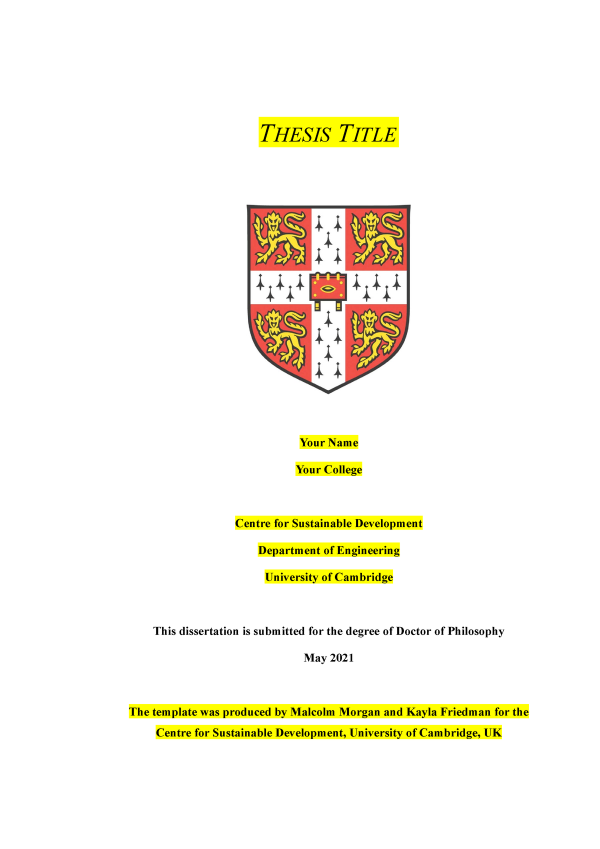 university of york dissertation cover page