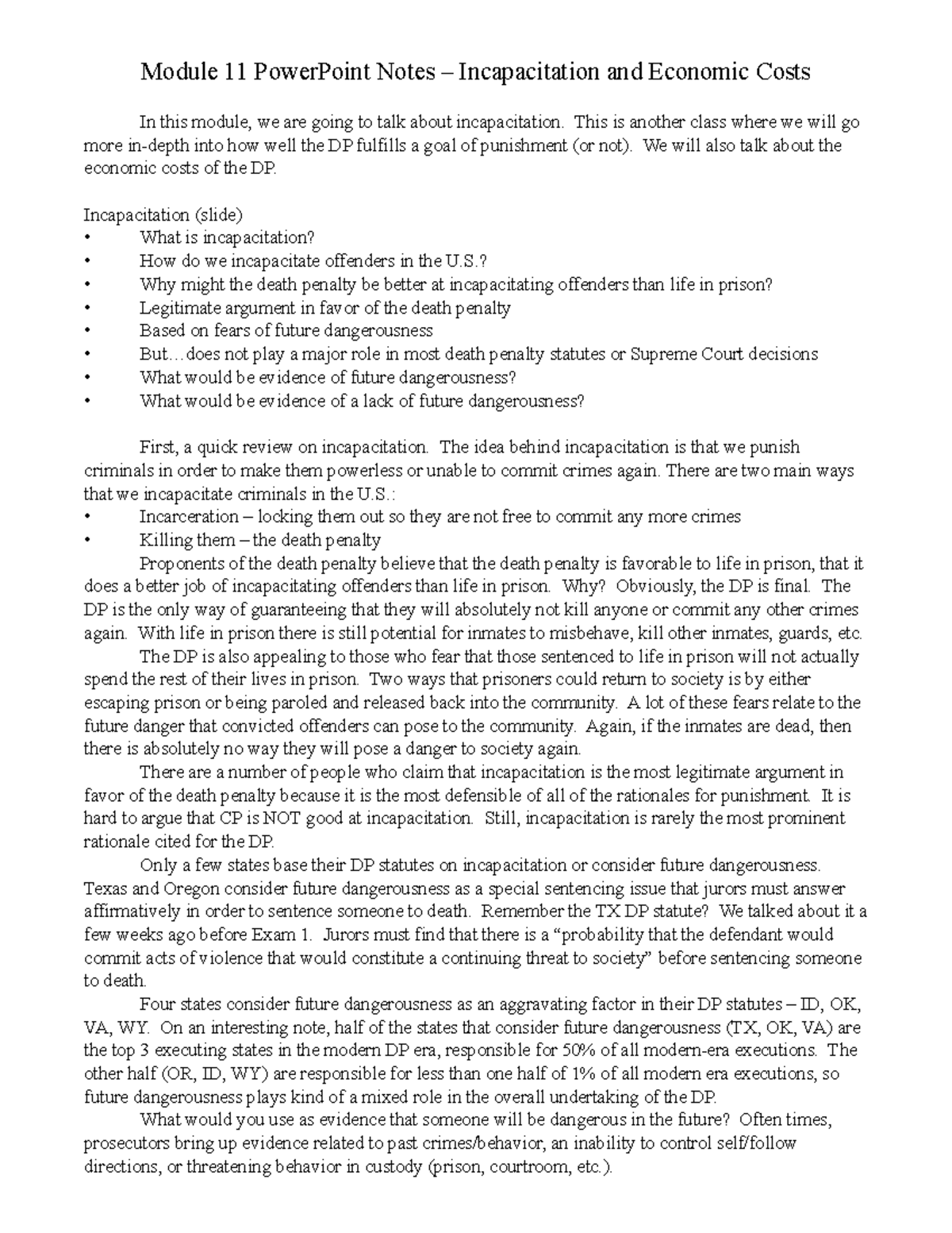 Module 11 Power Point Notes - This is another class where we will go ...