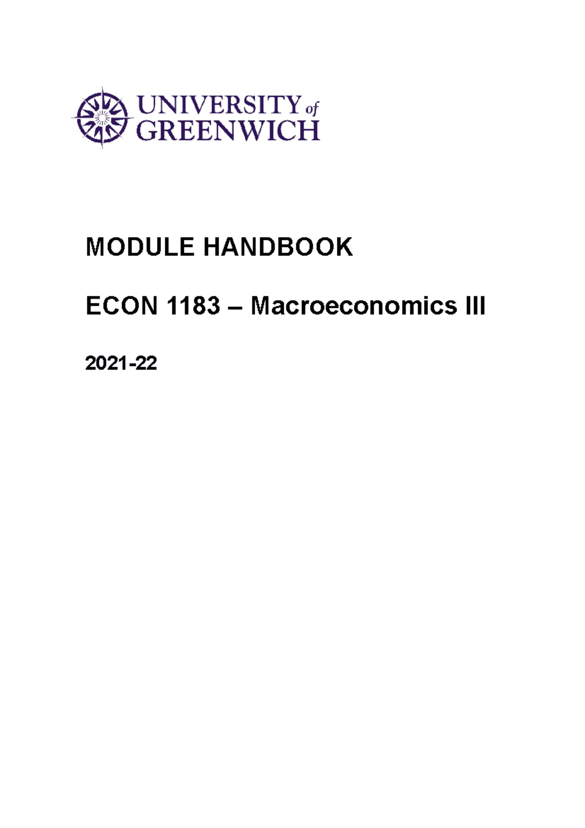 ECON1183 Module Handbook 0 03 Notes Macro - MODULE HANDBOOK ECON 1183 ...