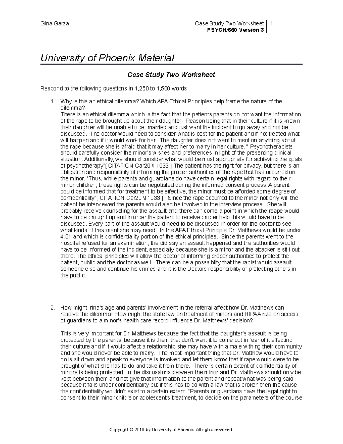 case study seven worksheet psych 660